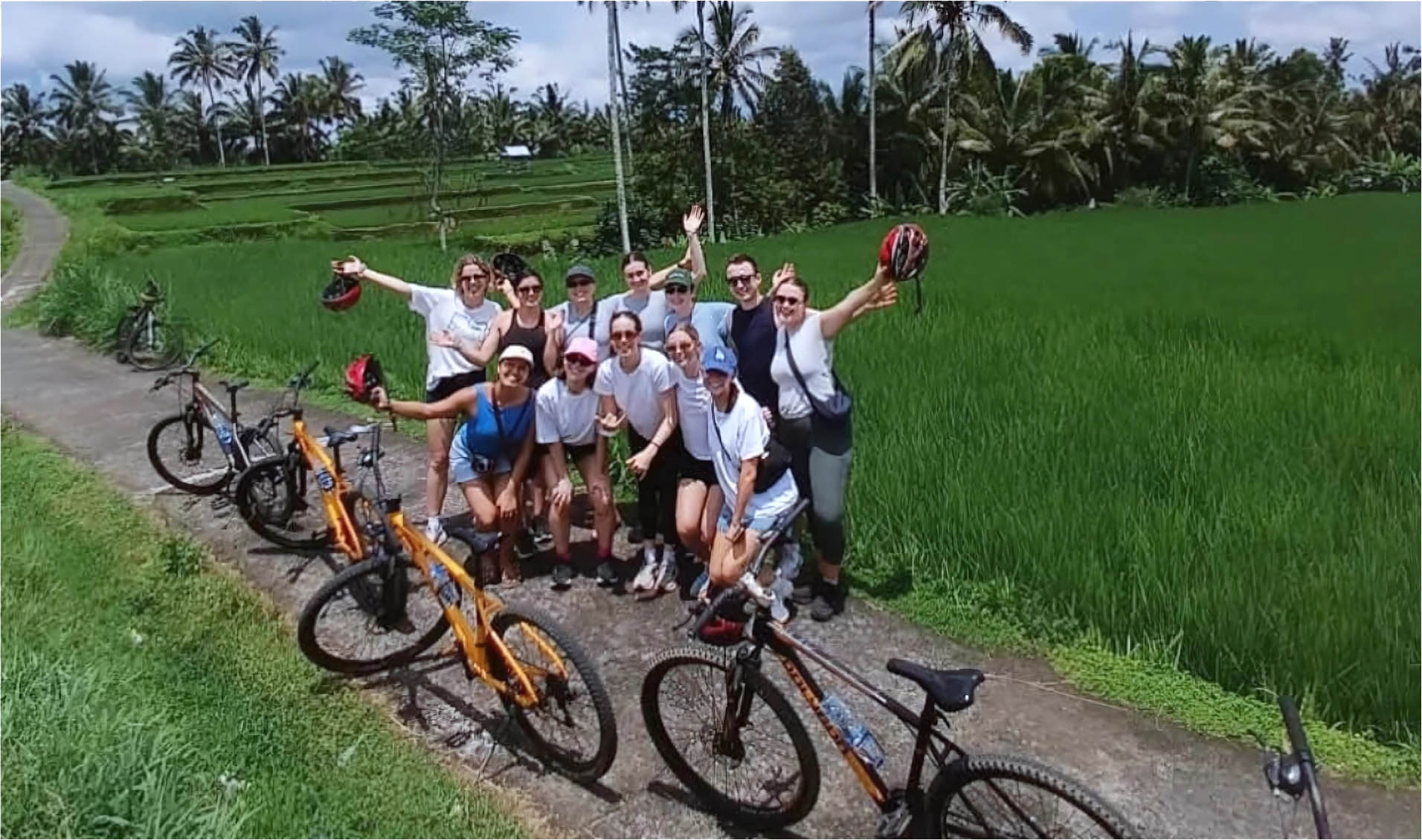 Cycling tour and waterfall